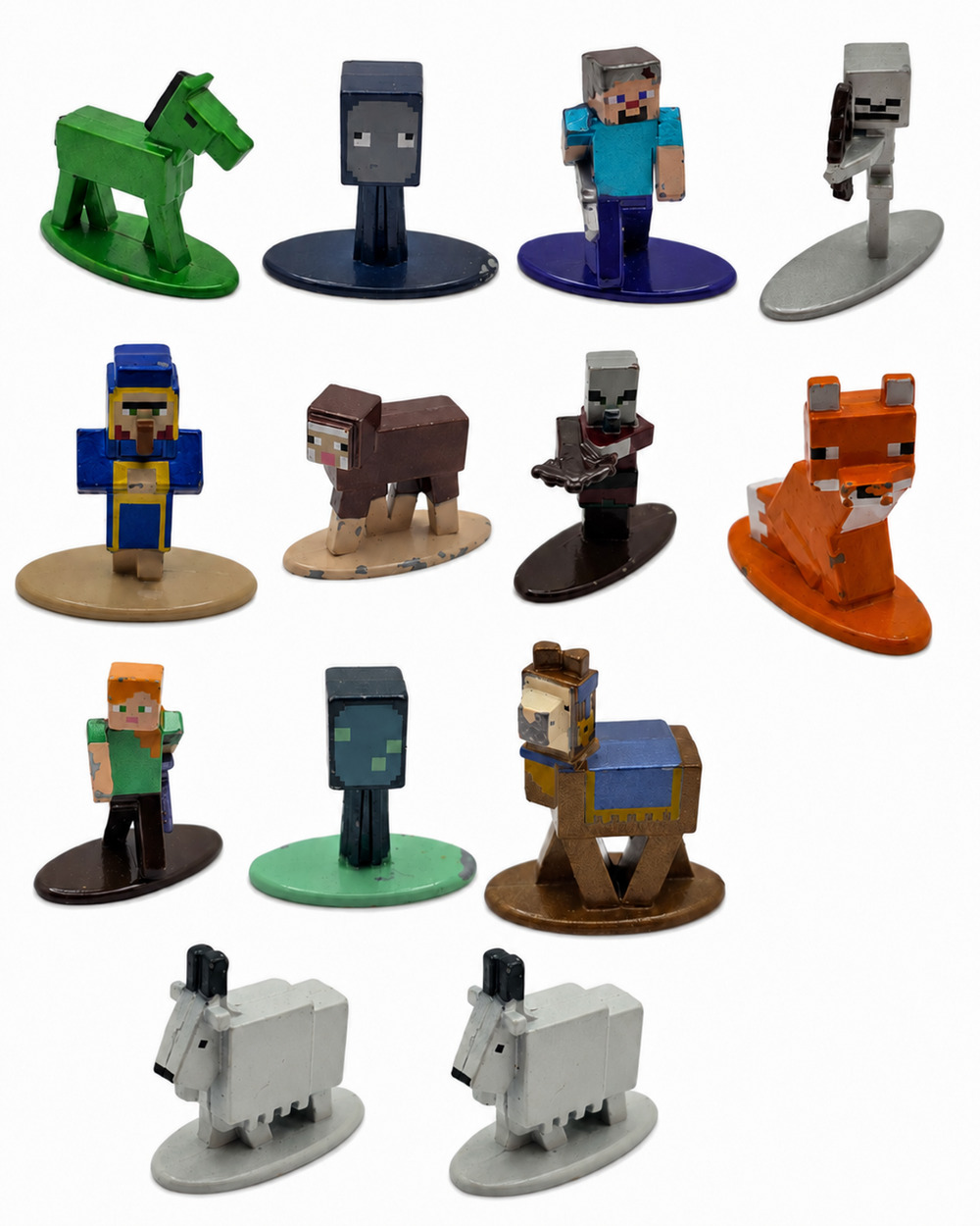 Minecraft Jada Nano Metalfigs Lot 13 Die Cast Mini Figures Steve Alex Goats